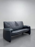 Leolux Bora 2-seater sofa, navy real leather - Image 4