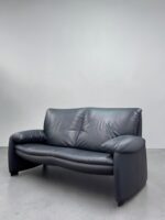 Leolux Bora 2-seater sofa, navy real leather - Image 6