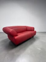 De Sede DS-91 Sofa, Vintage-Leder, Lippenstiftrot – Bild 2