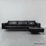 Corner Sofa made of real nubu leather, black – buy Occasion sofa at SofaLab