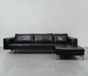 Corner Sofa made of real nubu leather, black – buy Occasion sofa at SofaLab