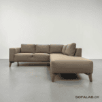 Corner Sofa made of olive fabric with wooden feet – buy Occasion sofa at SofaLab