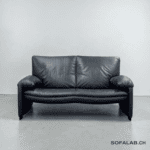 Leolux Bora 2-seater sofa, navy real leather – buy Occasion sofa at SofaLab