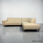 Pepper Corner Sofa made of real leather, pistachio beige – buy Occasion sofa at SofaLab