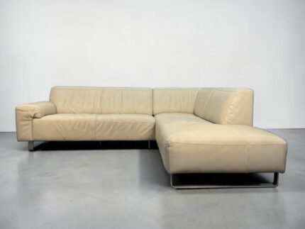 Pfister-Ecksofa aus Echtleder, pistazien-beige – Occasion Sofa kaufen bei SofaLab