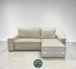 Ecksofa Hellbeige Cordstoff mit Schlaffunktion – Bild 12
