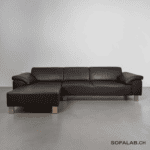 Corner Sofa made of real cowhide leather, tobacco brown – buy Occasion sofa at SofaLab