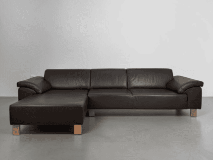Corner Sofa made of real cowhide leather, tobacco brown – buy Occasion sofa at SofaLab