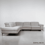 Corner Sofa made of light gray fabric with electric relaxation function – buy Occasion Sofa at SofaLab