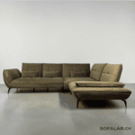 Corner Sofa made of olive green velvet with adjustable backrests – buy Occasion sofa at SofaLab