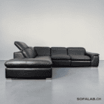 Corner Sofa made of real cowhide leather, black, with relaxation function – buy Occasion sofa at SofaLab